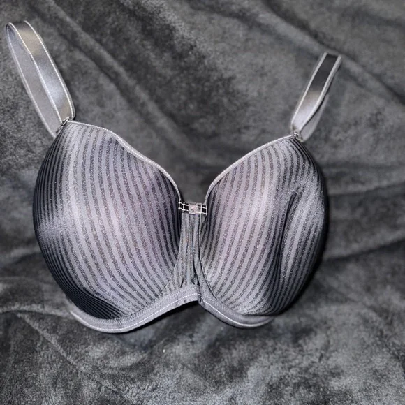 Freya Gray Striped Underwire Bra - Picture 1 of 11
